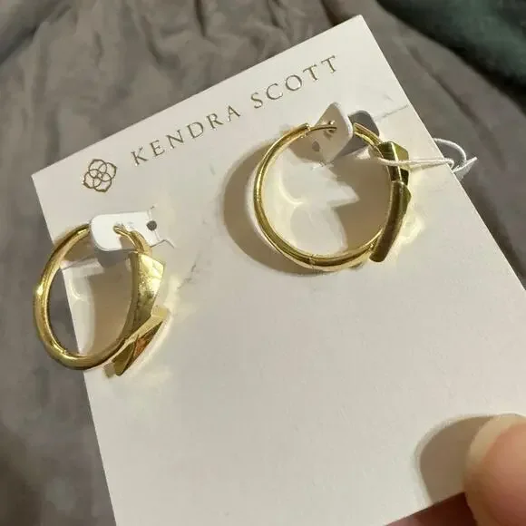 NWT Kendra Scott Bolt 14kt Gold Plates Huggie Hoop
Earrings Edgy Gift Rock Music - Picture 2 of 9